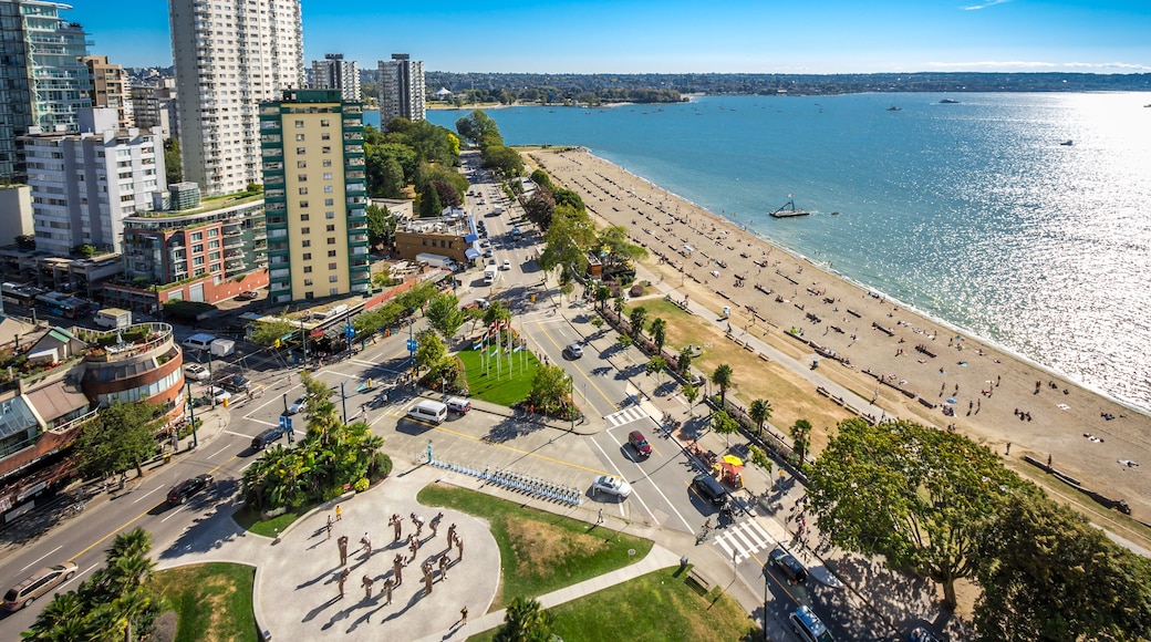 Sunny day. Aerial. Drone photo. Beach and Ocean