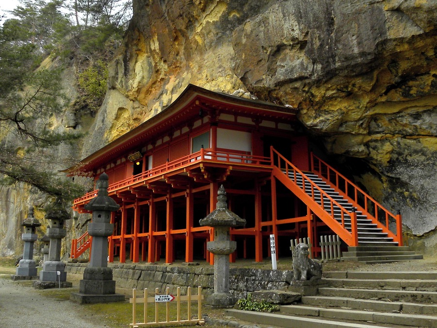 Takkoku no Iwaya Bishamondo in Hiraizumi Town, Iwate Prefecture, Japan