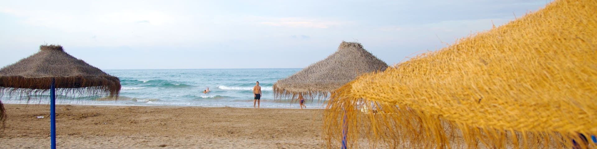 Malvarrosa Beach which includes a beach and general coastal views