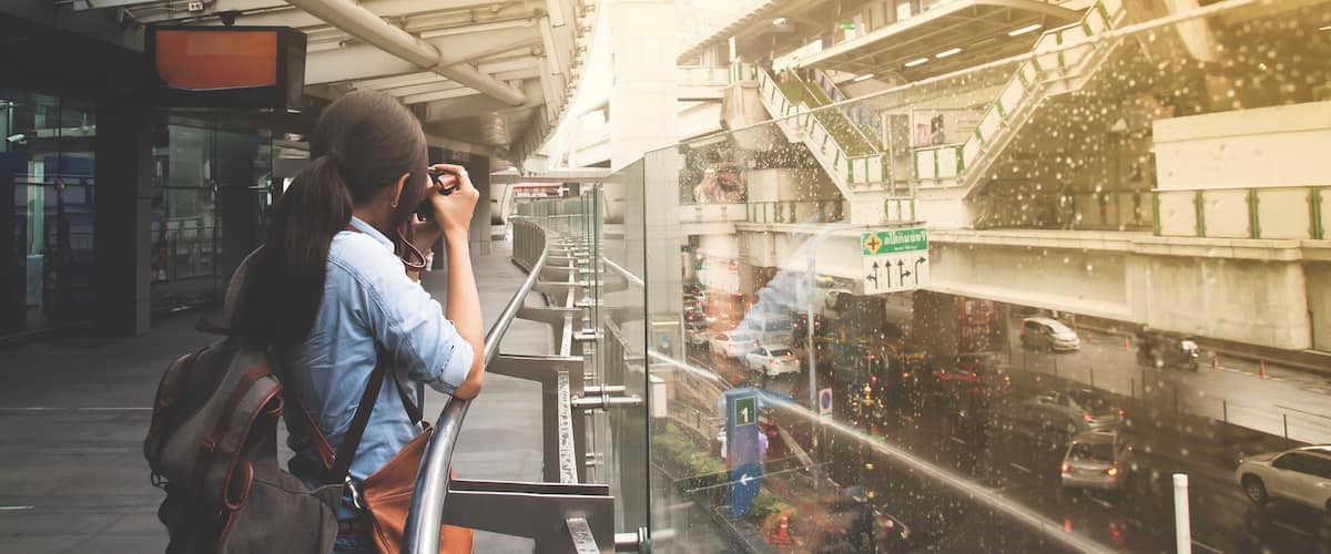 BANGKOK, THAILAND - MAY 22, 2018 : Asian traveler taking picture at Terminal 21, department store and shopping center in Bangkok