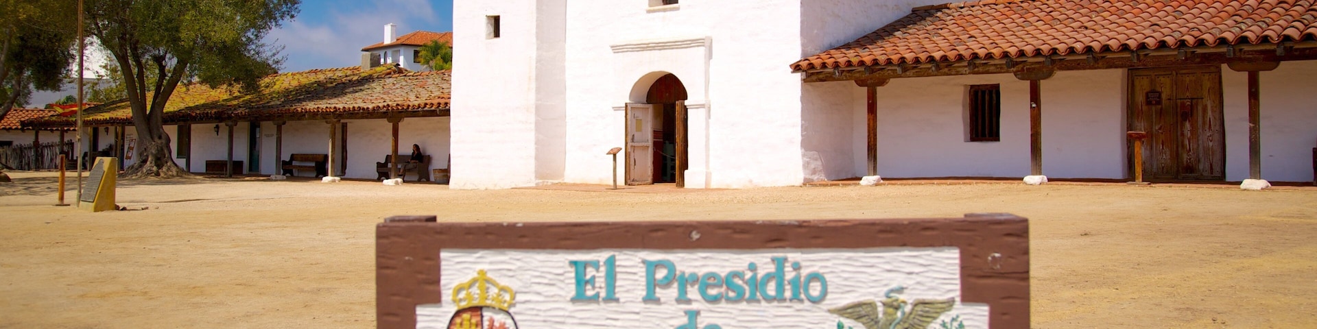 El Presidio de Santa Barbara State Historic Park which includes signage and heritage elements