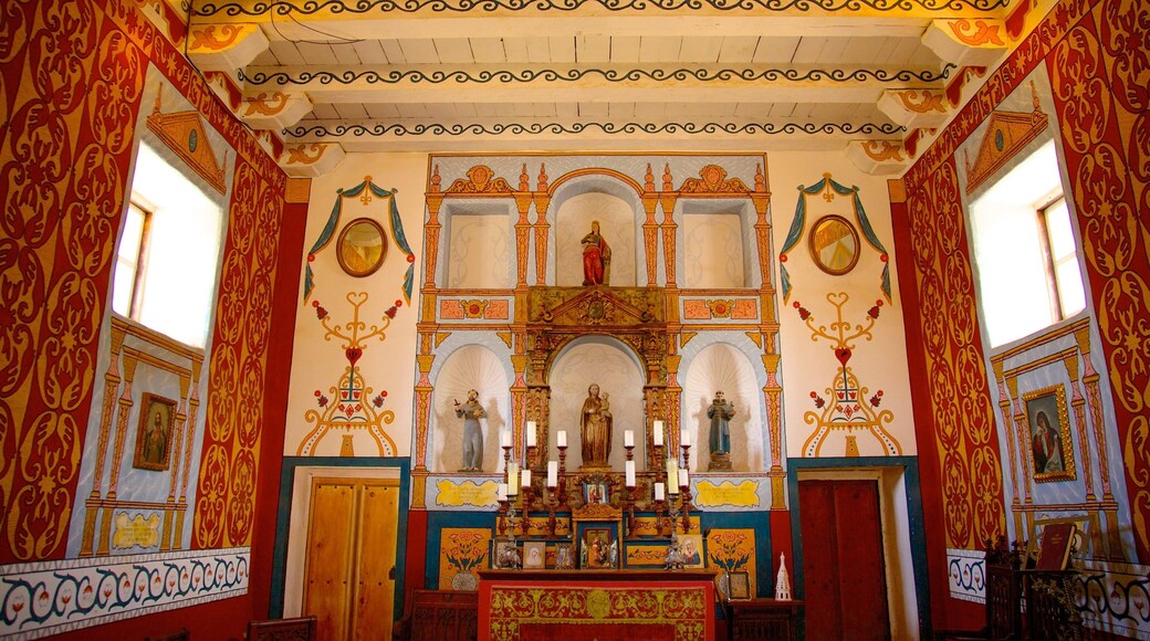 El Presidio de Santa Barbara State Historic Park showing religious elements and interior views