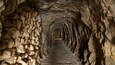 A stone tunnel with a narrow, winding path.