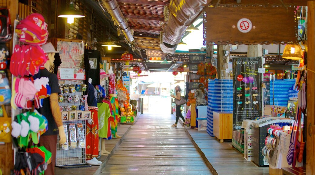 Pattaya flytende marked som viser gatescener og marked