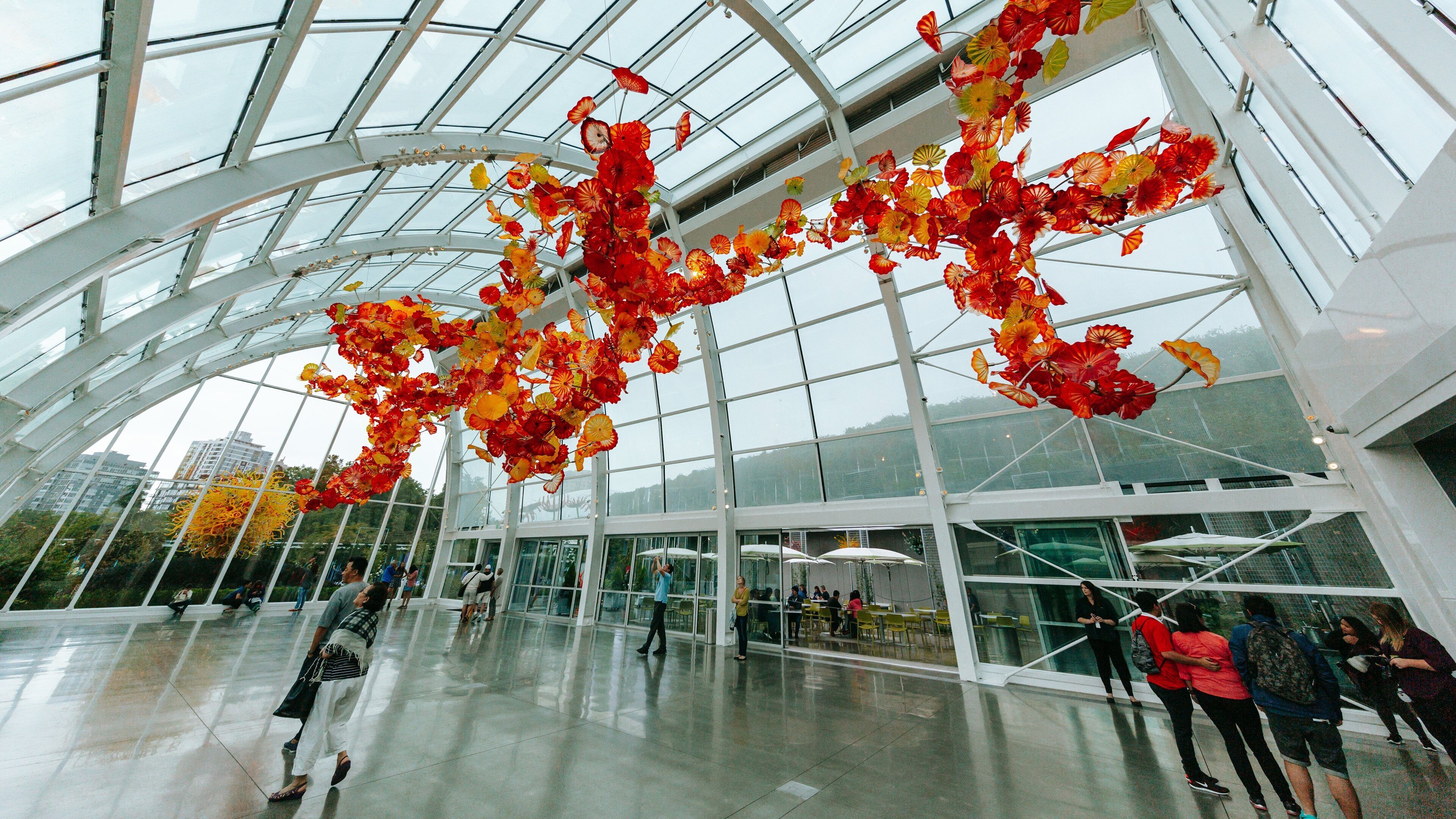 Chihuly Garden and Glass which includes art and interior views