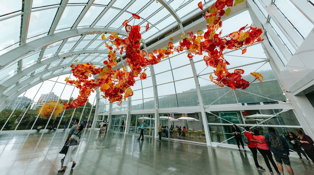 Chihuly Garden and Glass which includes art and interior views
