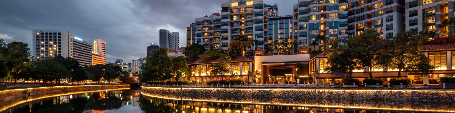 Robertson Quay, Singapore Mar 2020 blue hour at Robertson Quay