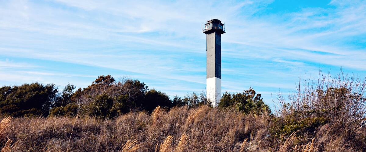 Charleston lighthouse located on Sullivan's Island in South Carolina