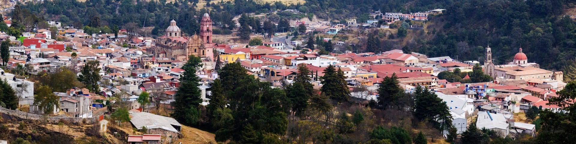 Overview of Santuario de la Virgen del Carmen Church, Tlalpujahua, Michoacan, Mexico
