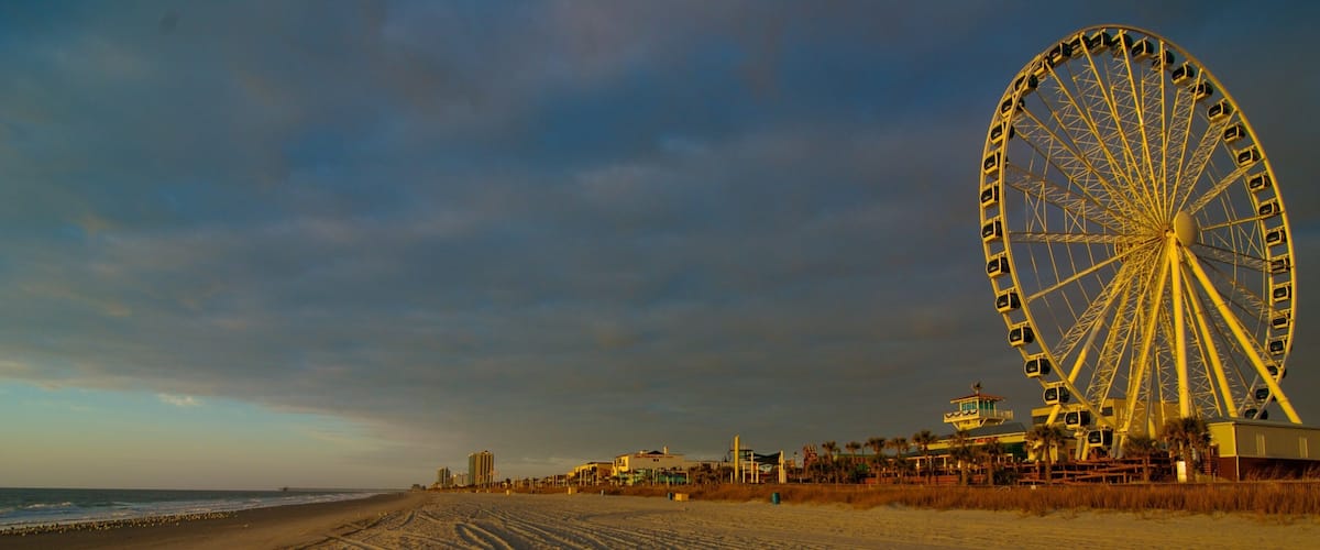SkyWheel stands tall against the evening sky at Myrtle Beach in South Carolina