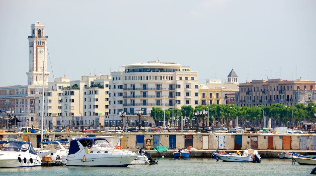 Bari Harbor showing a marina and a city