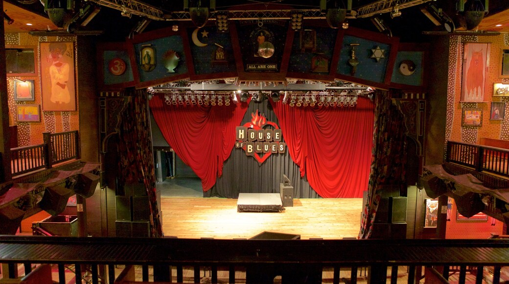 House of Blues i Myrtle Beach fasiliteter samt teater og innendørs