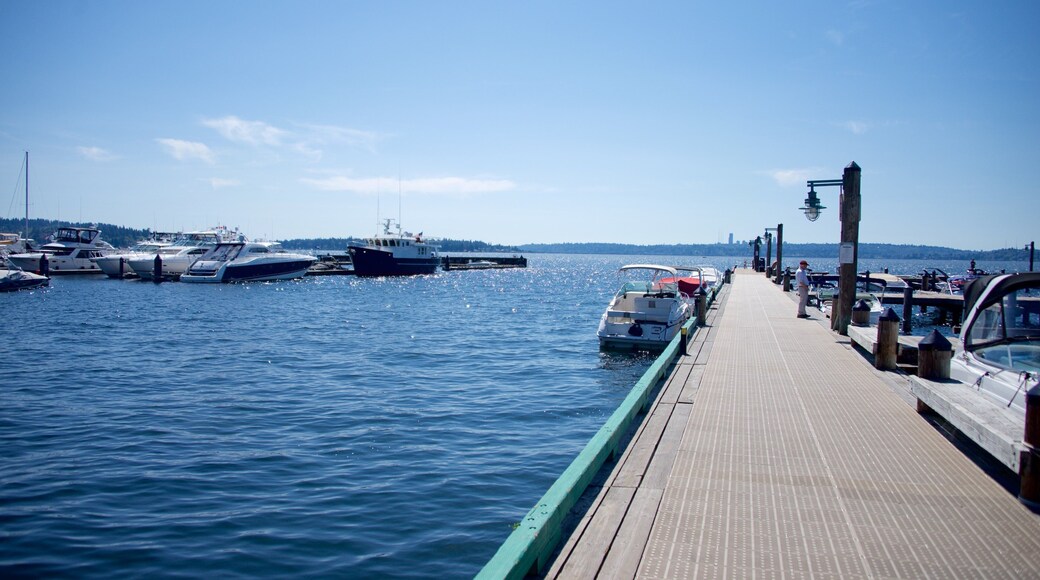 Marina Park which includes a bay or harbor and a marina
