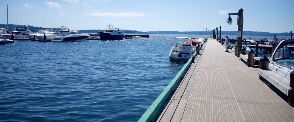Marina Park which includes a bay or harbor and a marina
