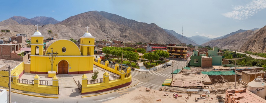 Church and central park of Calango
