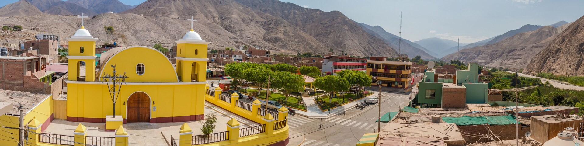 Church and central park of Calango