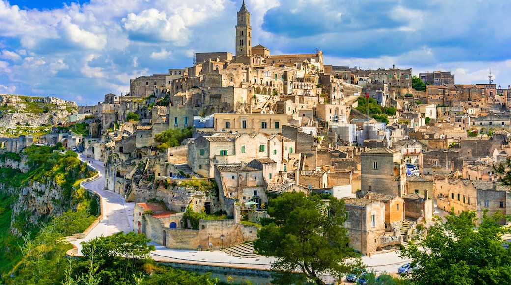 Matera, Basilicata, Italy: Landscape view of the old town - Sassi di Matera, European Capital of Culture, at dawn