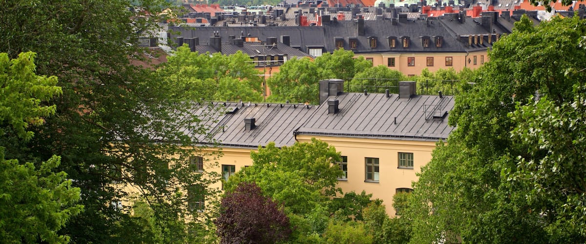 Vitabergsparken Park showing a small town or village