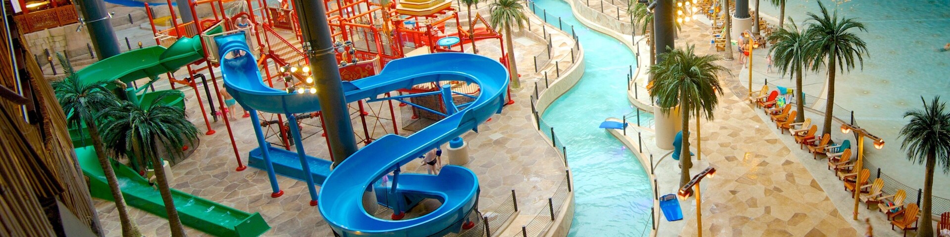 Lalandia Water Park showing interior views, a waterpark and a pool