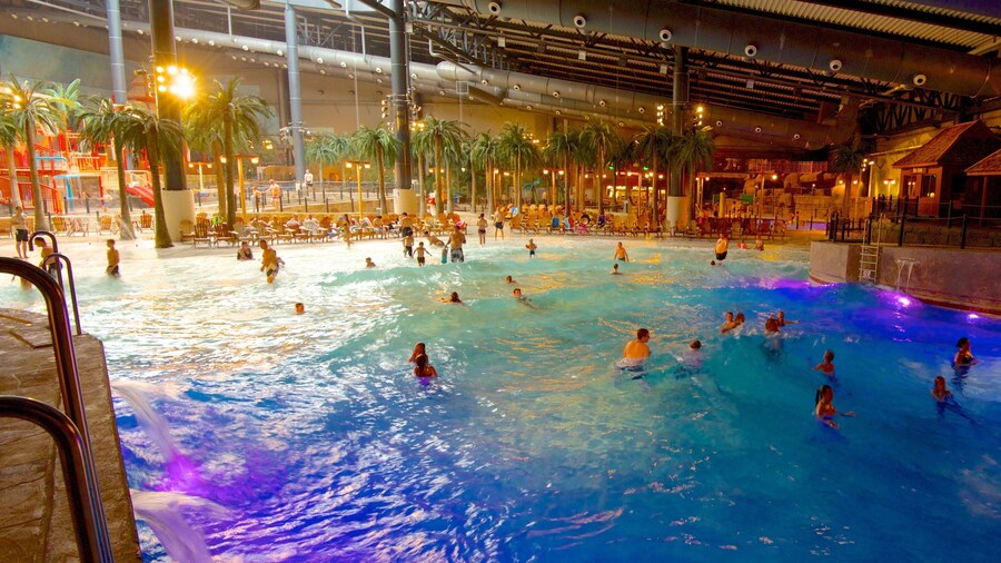 Parque acuático Lalandia mostrando una piscina, vistas de interior y un parque acuático