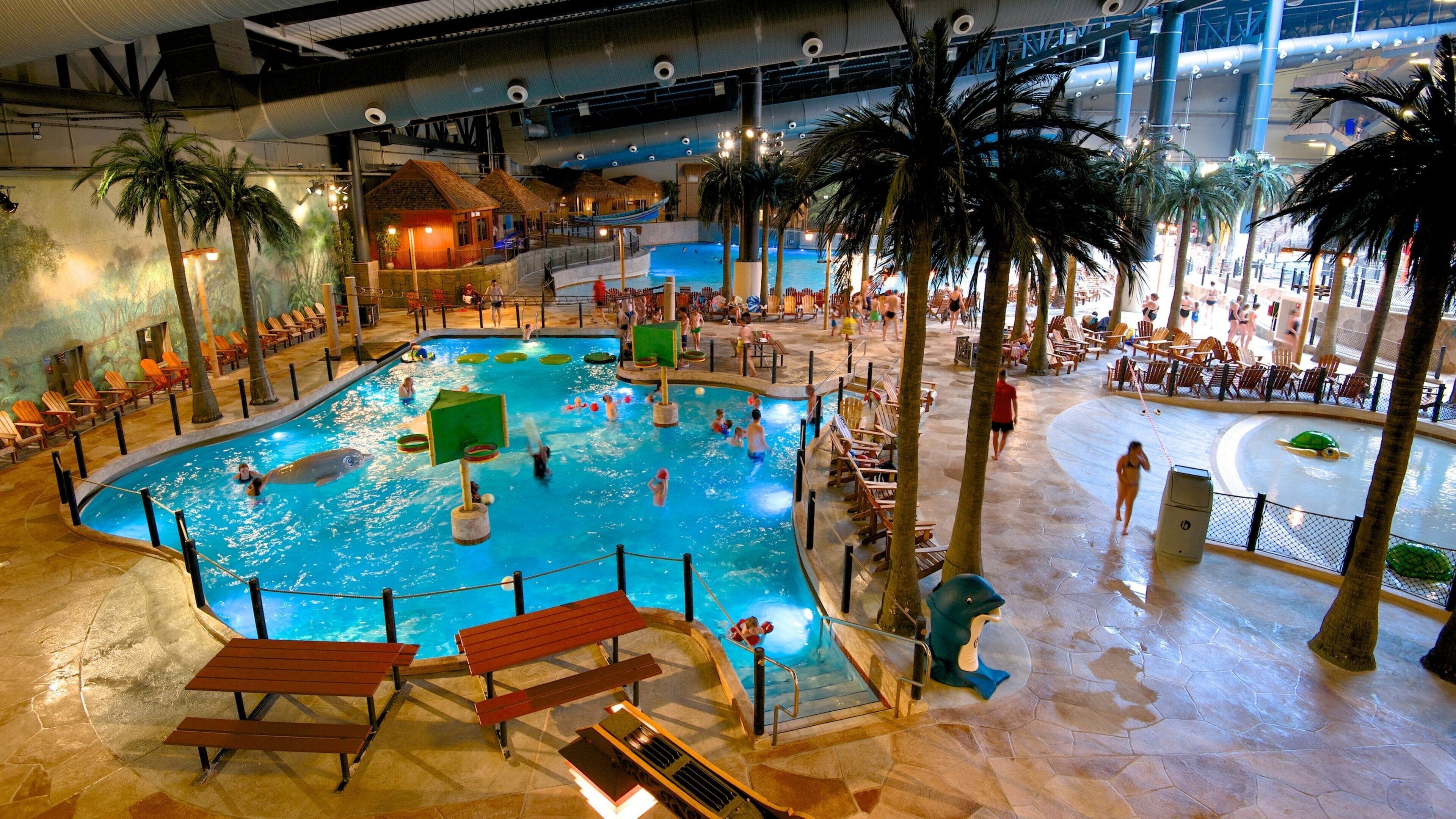 Lalandia Water Park showing a waterpark, a pool and interior views