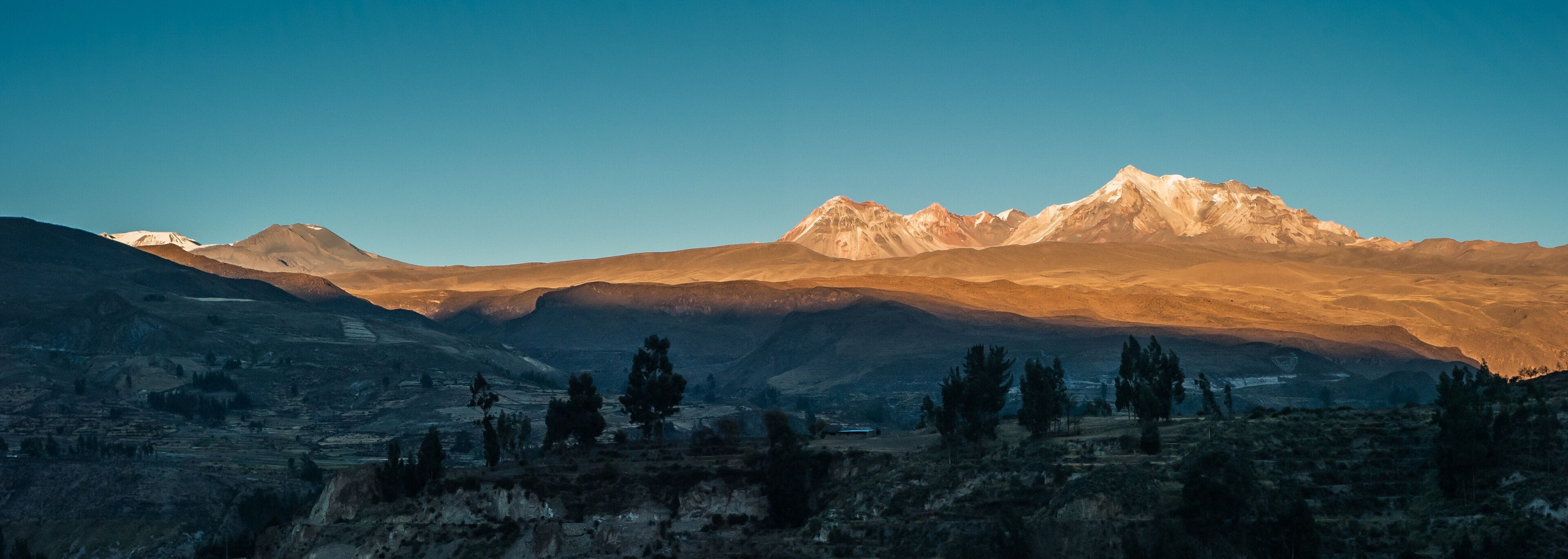 Andes Mountain Landscape near Yanque, Colca Canyon, Peru in the Evening