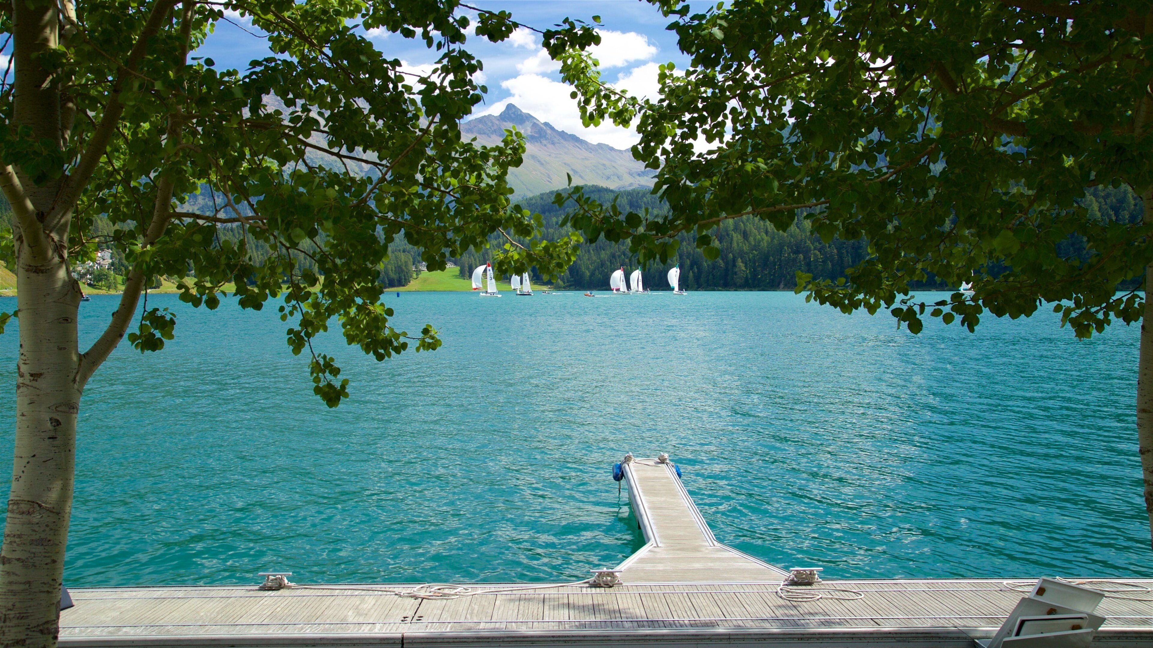 Lake St. Moritz showing a lake or waterhole and sailing