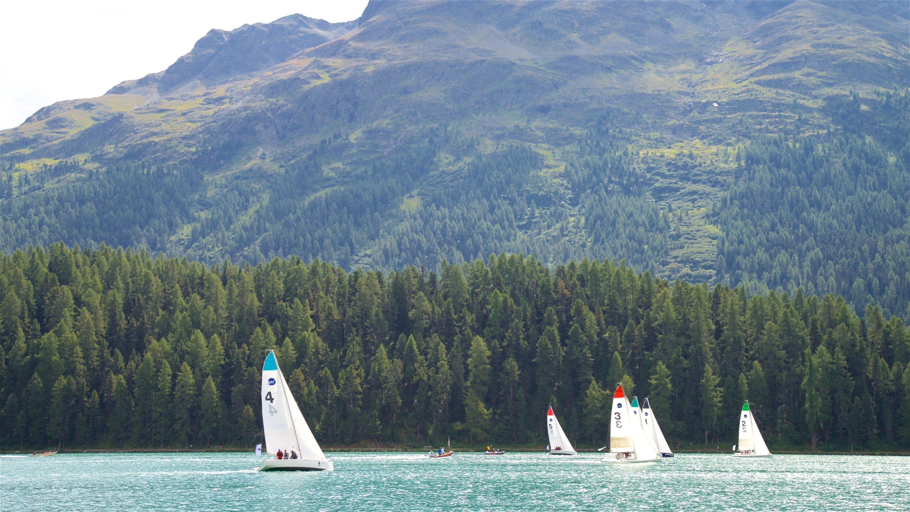 Lake St. Moritz which includes landscape views, sailing and a lake or waterhole