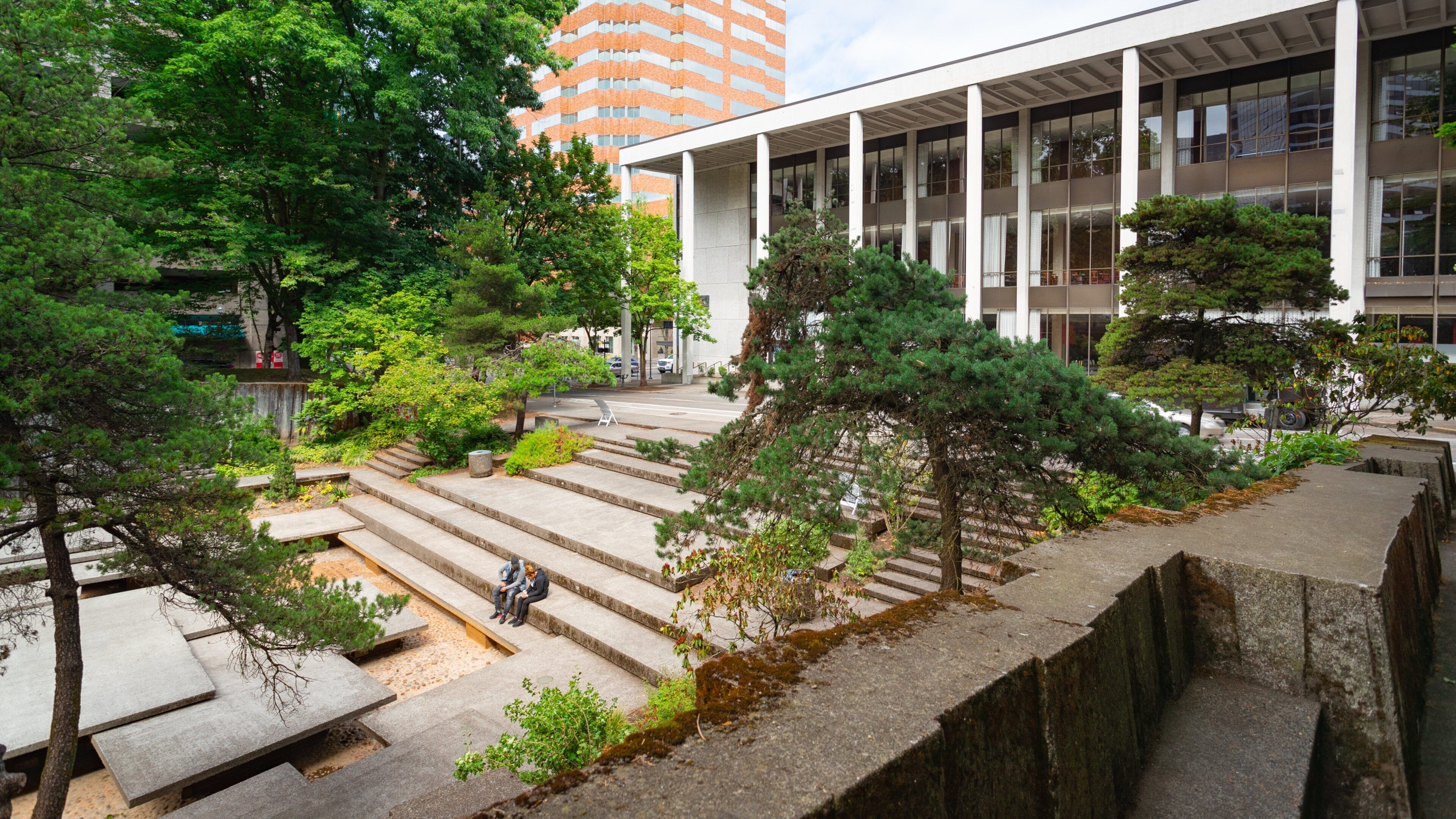 Keller Auditorium which includes a park as well as a couple