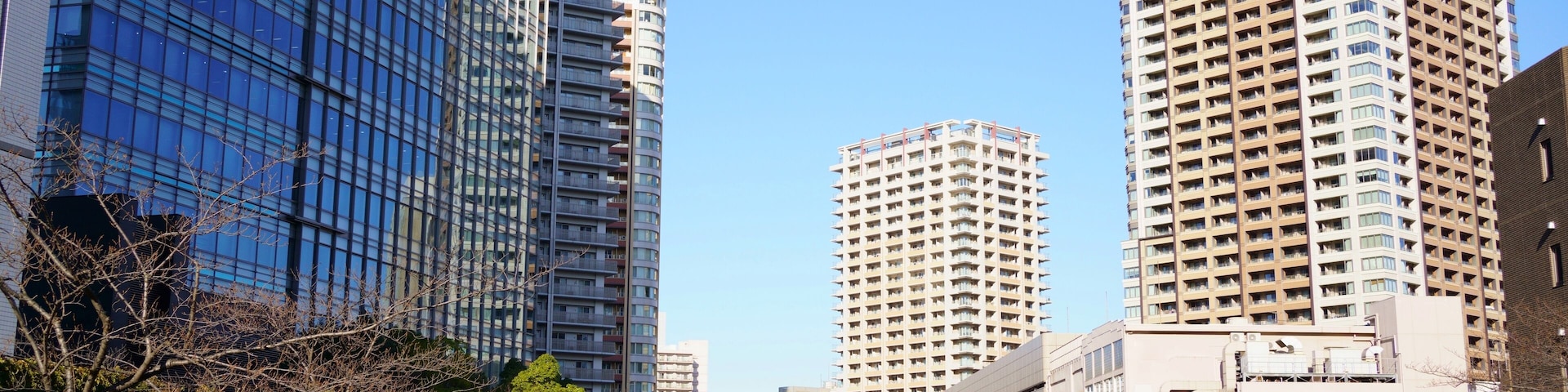 Apartment buildings beside of Meguro river