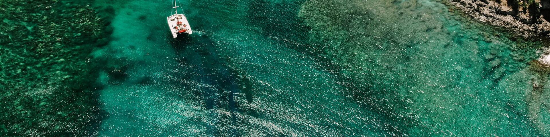 Honolua Bay West Maui, Hawaii - Sailboats & Snorkeling Aerial