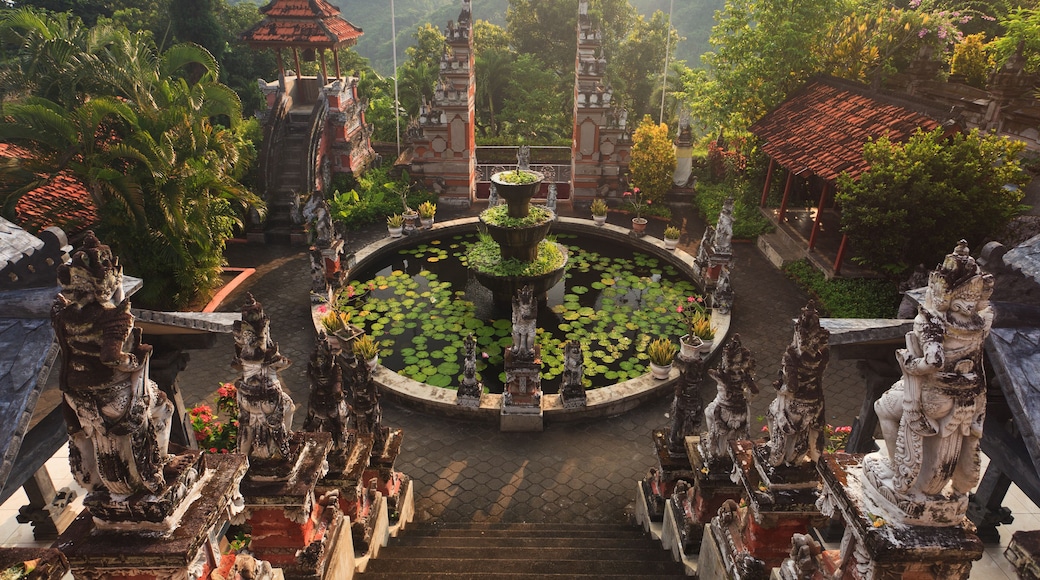 Banjar budhist temple Bali at sunrise, Bali landmark, Indonesia