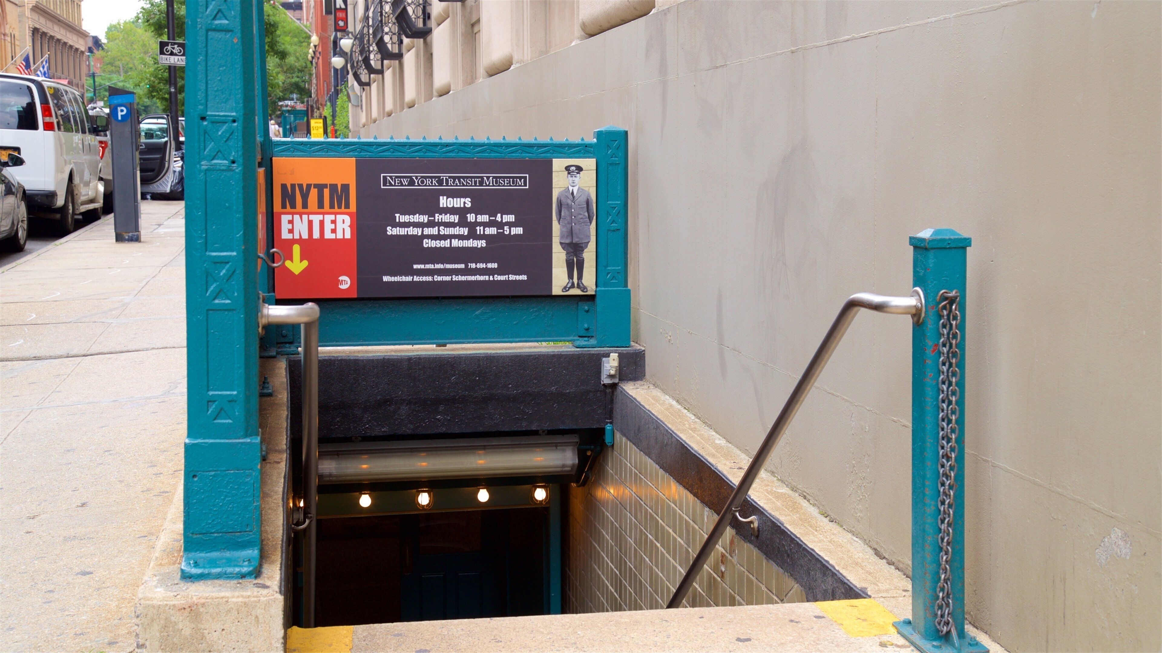 New York Transit Museum which includes signage and a city