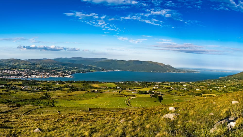 The Cooley Mountains are located on the Cooley Peninsula in northeast County Louth in Ireland.