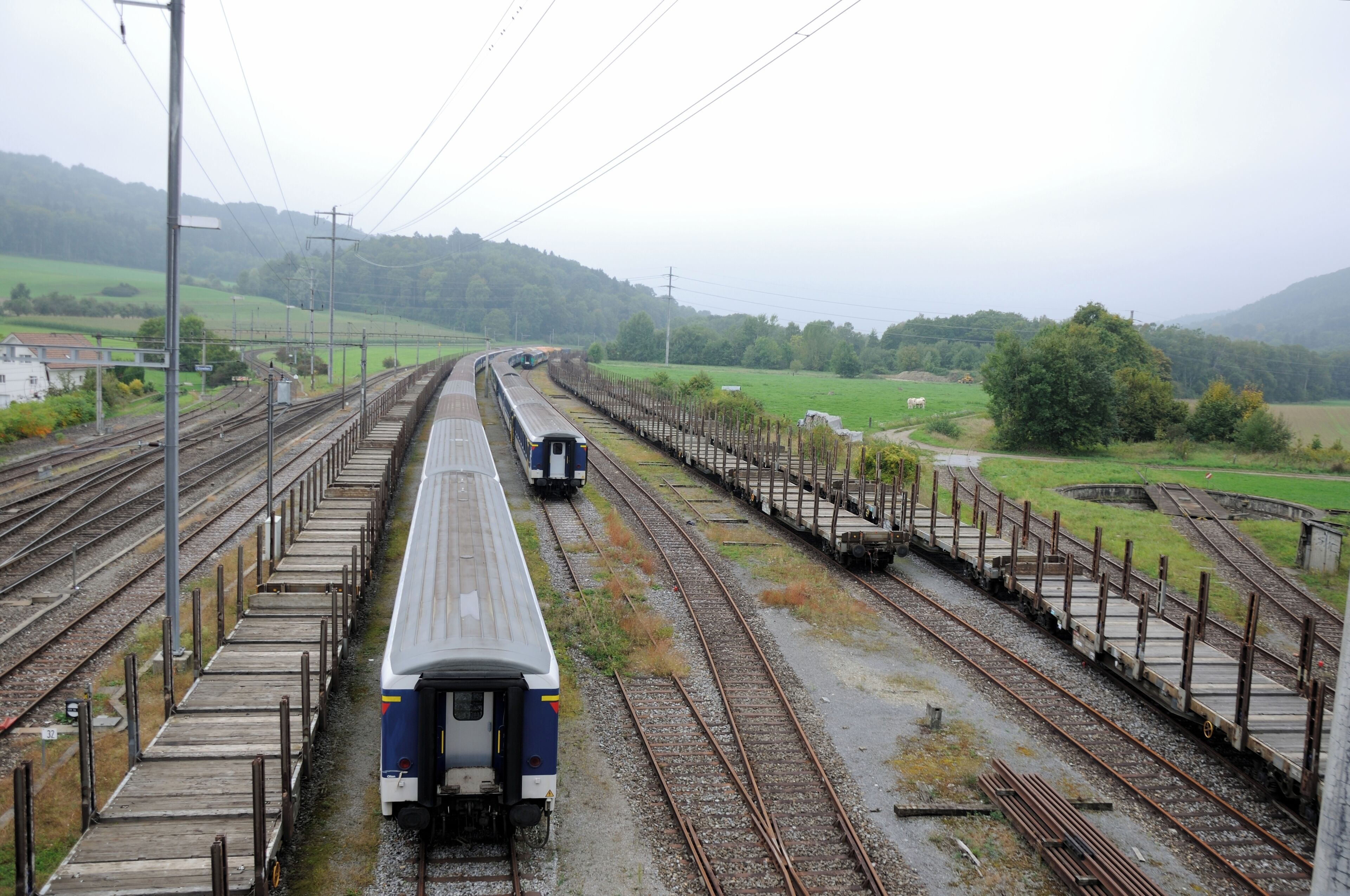 Switzerland, Thurgau, Etzwilen station of the Winterthur-Etzwilen railway line after 14 coaches were set on fire.