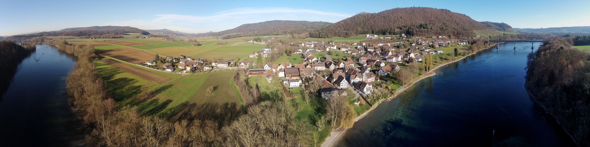 Switzerland, Canton of Schaffhausen, aerial views of Hemishofen