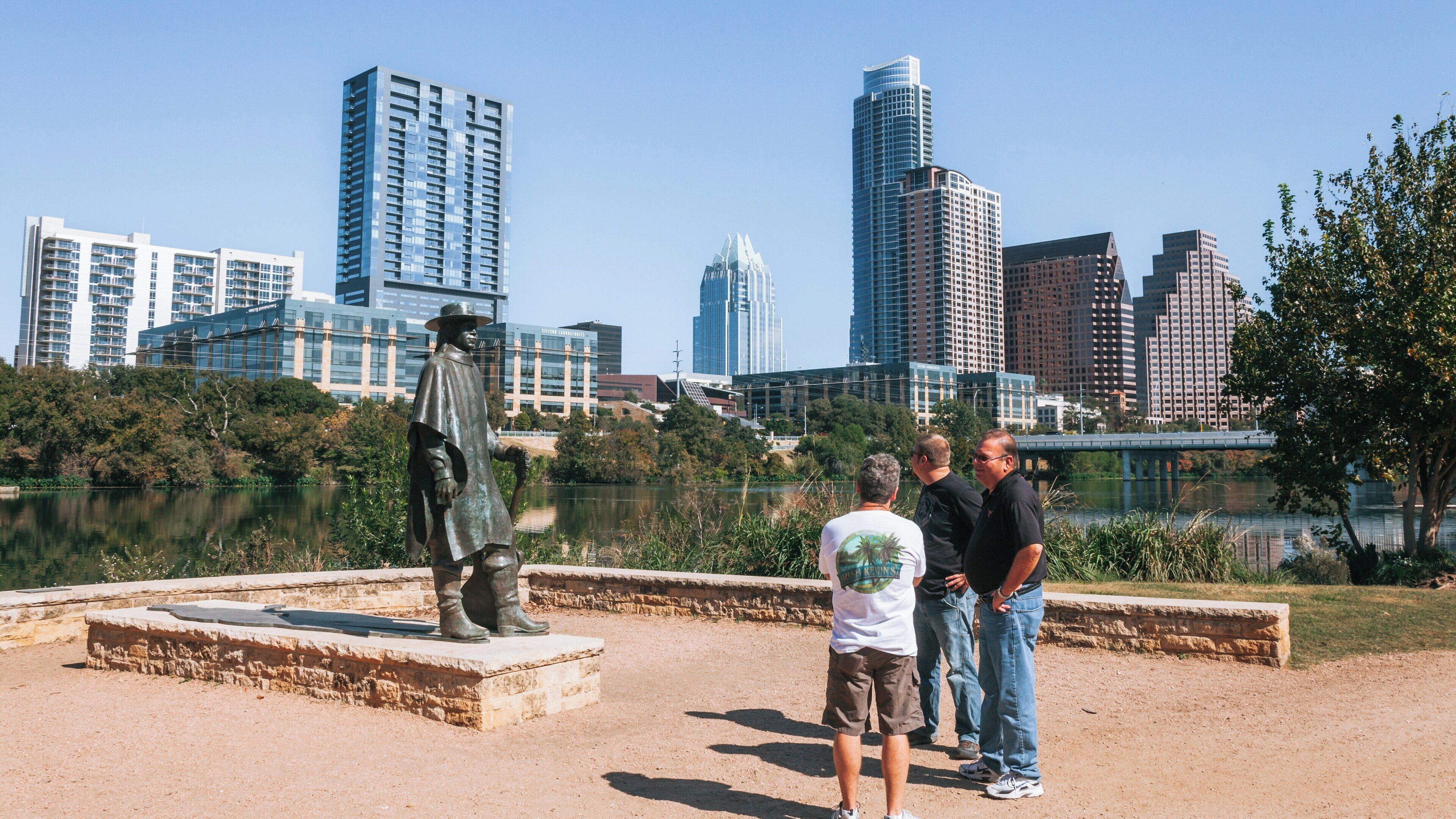 Exploring the scenic beauty and urban landscape at Lady Bird Lake in Downtown Austin, Texas on a sunny day