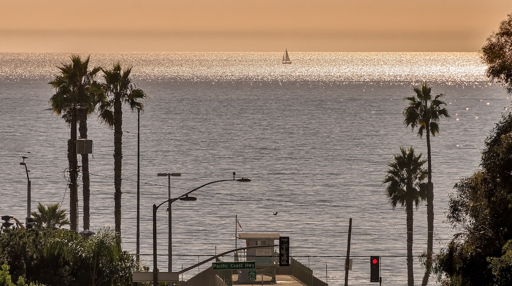 Will Rogers state beach sunset in Pacific Palisades, California, as seen from Temescal Canyon Road.