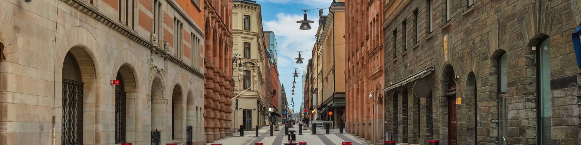 Stockholm Sweden, city skyline at Drottninggatan shopping street