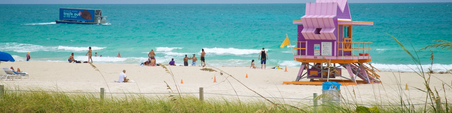 South Pointe Park which includes a beach and general coastal views