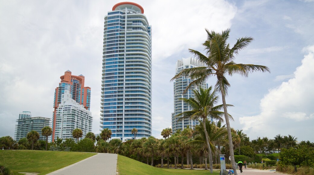 South Pointe Park featuring a high rise building and a park