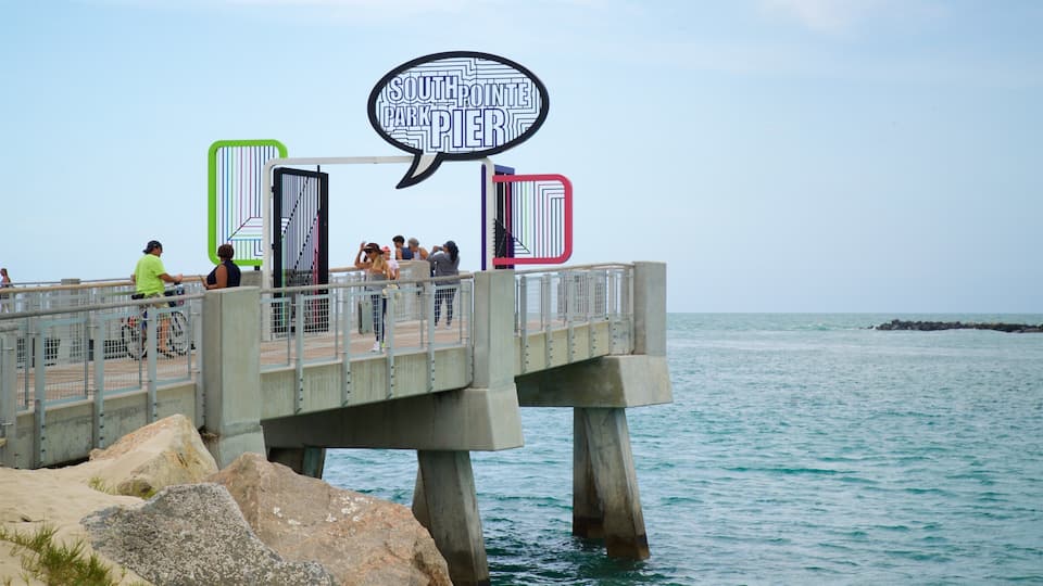 South Pointe Park which includes general coastal views and signage as well as a small group of people
