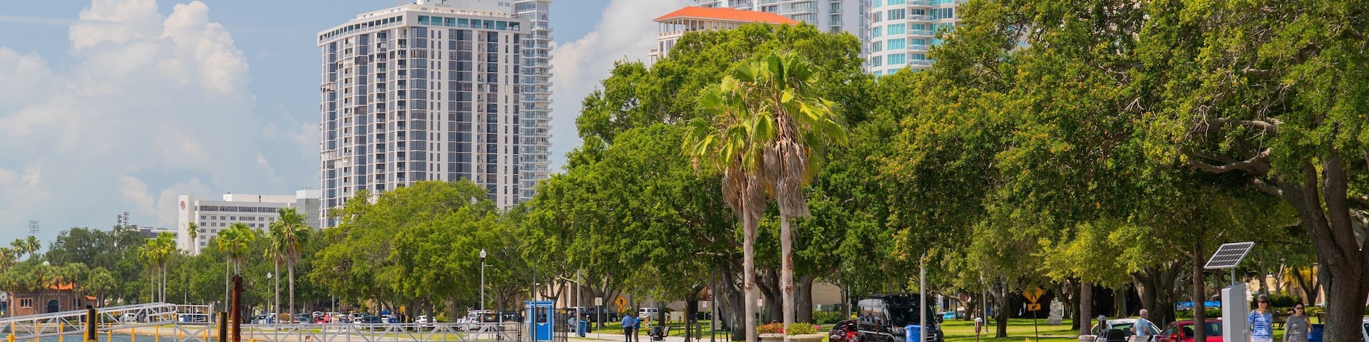 Downtown St. Petersburg showing a river or creek