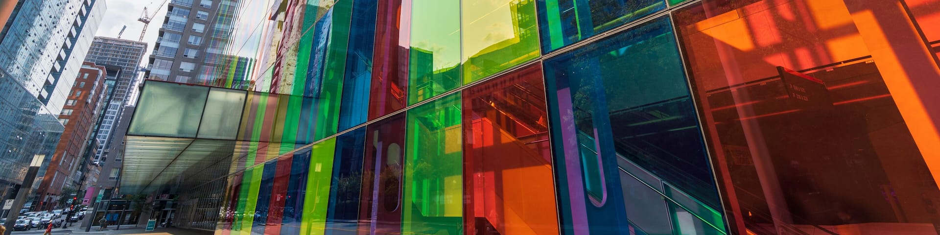 Montreal, Quebec, Canada - August 20 2021 : Exterior of Montreal Convention Centre ( Palais des congres de Montreal ).