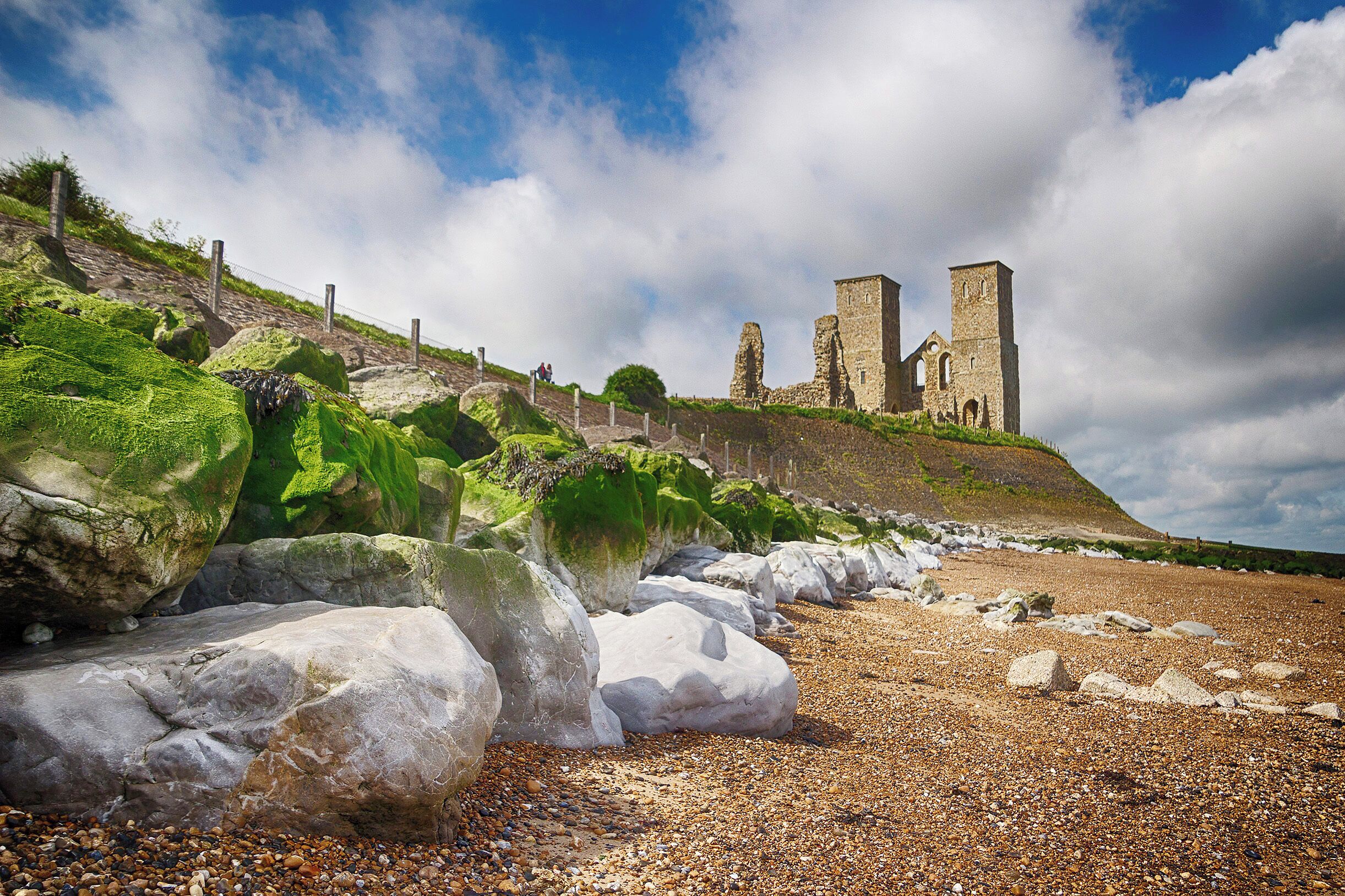 A view of Reculver Towers, the perfect place to park up and cycle. It's centred mid way between Whitstable and Margate.