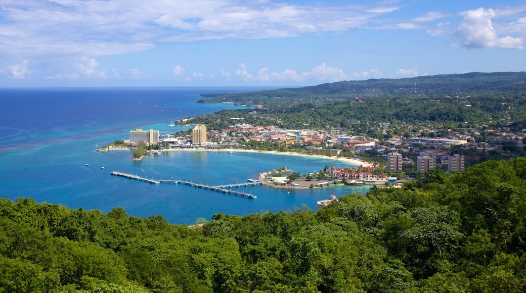 Mystic Mountain which includes a bay or harbor and a coastal town