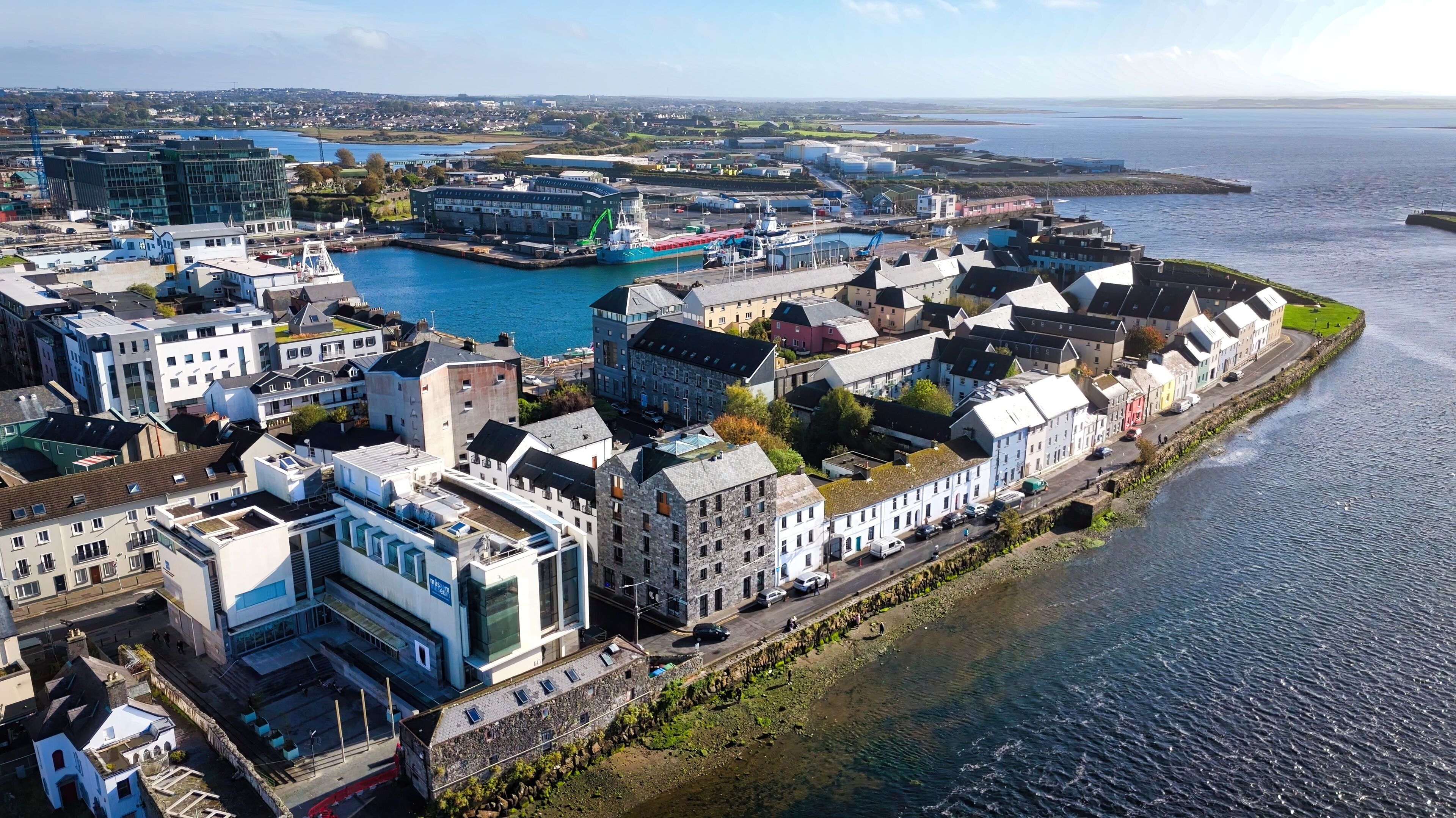 City of Galway Ireland aerial view over the Claddagh district