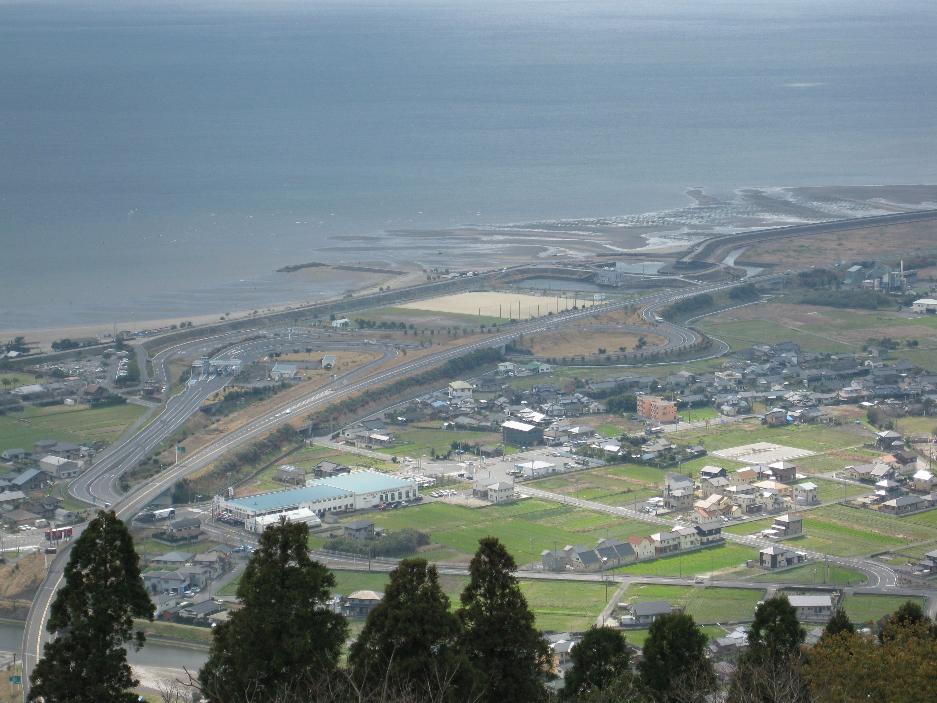 Kokubu Interchange seen from the Kokubu Hi-Tech Observation Deck in Kirishima City