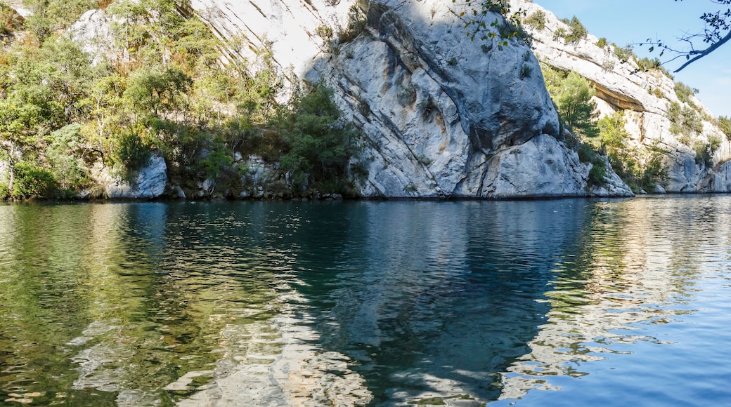 Verdon Gorge view with cliff and river, Quinson, Provence; France