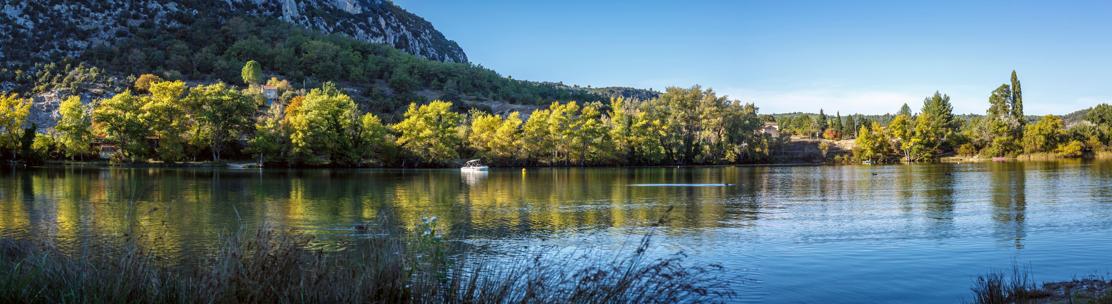 Quinson lake in morning light in Verdon Gorge, Quinson, Provence; France